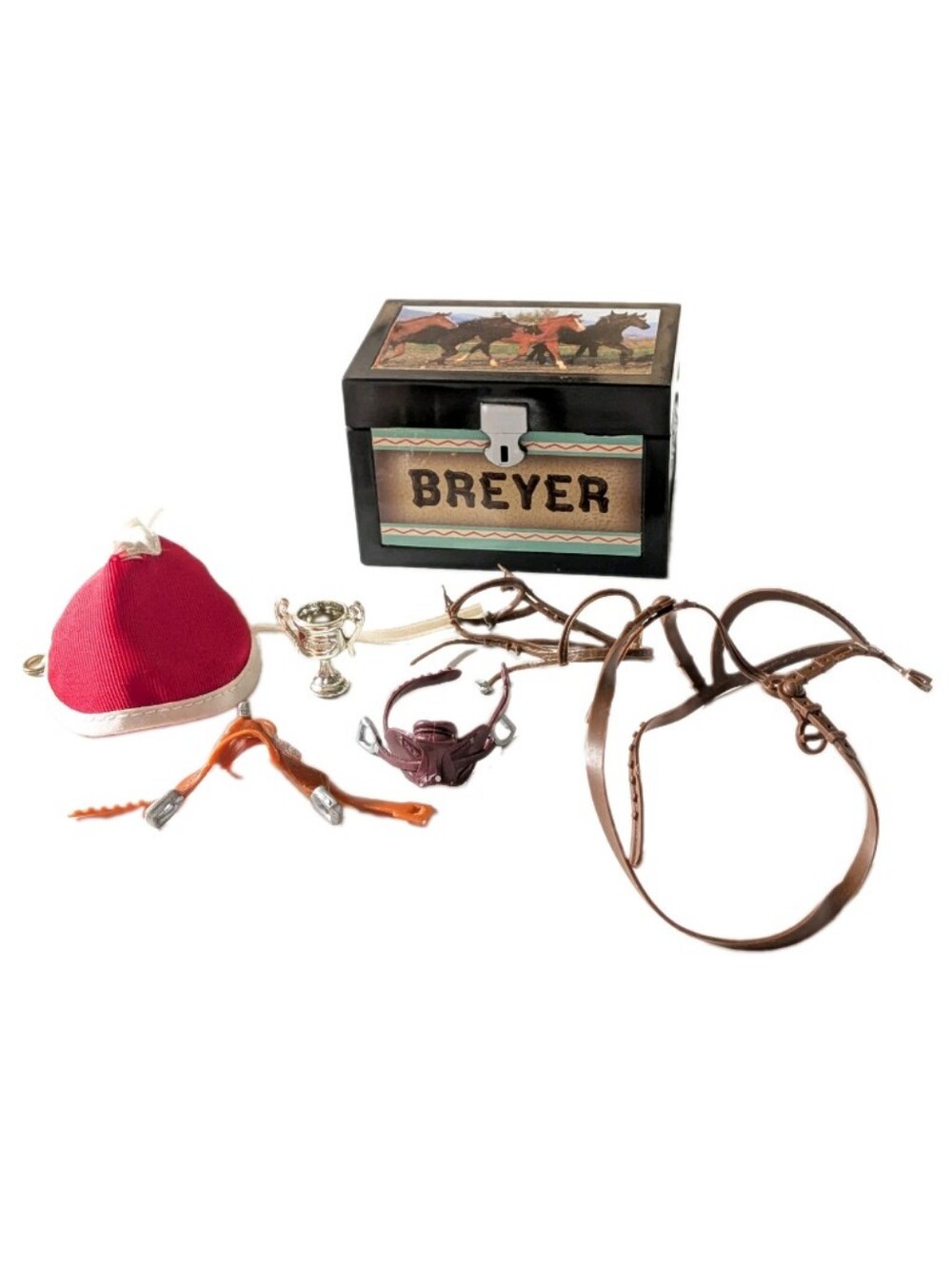 Breyer Reeves 2004 Stablemates Horse Tack Lot Saddles Trophy Bridles Tack Box